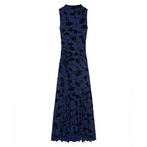 Rails Cosmos Floral Ruched A-line Gown Navy Tossed Roses, Small